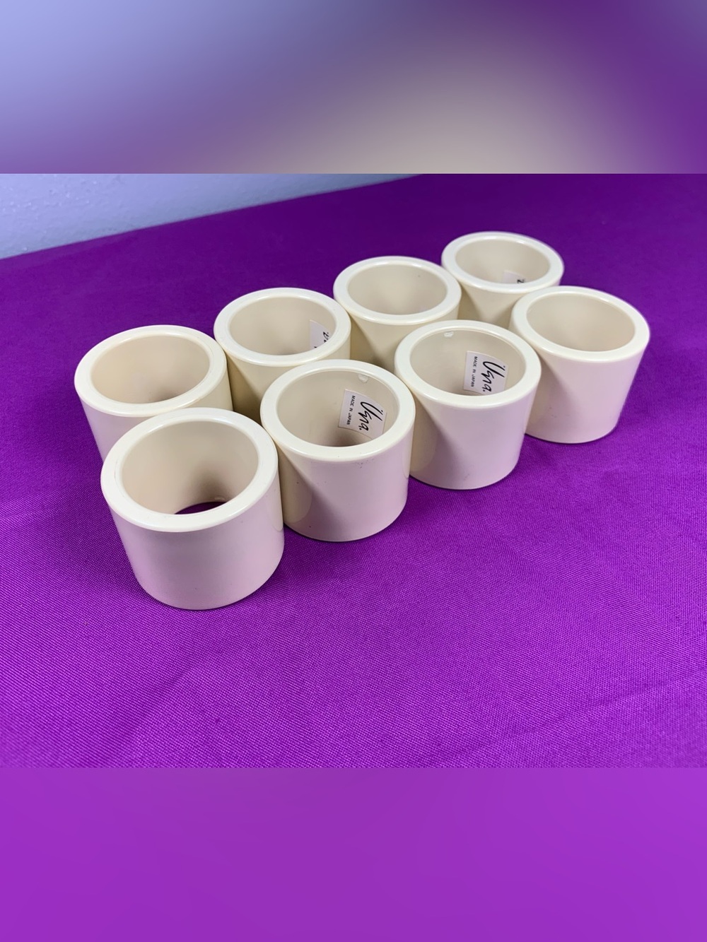 Vintage Vera Neumann Japan Napkin Rings- 8 Modern Plastic Eames